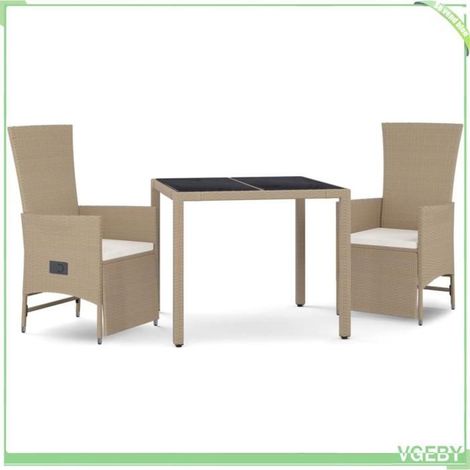 Ensemble à manger de jardin - FAFEICY - 3157576 - Beige - Résine tressée (poly rotin) - Chaises inclinables (1/5)