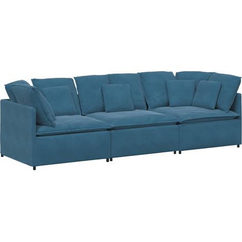 Divano Modulare con Cuscini in Velluto Blu vidaXL (1/5)