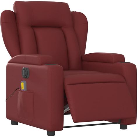 Massagesessel Elektrisch Weinrot Kunstleder vidaXL