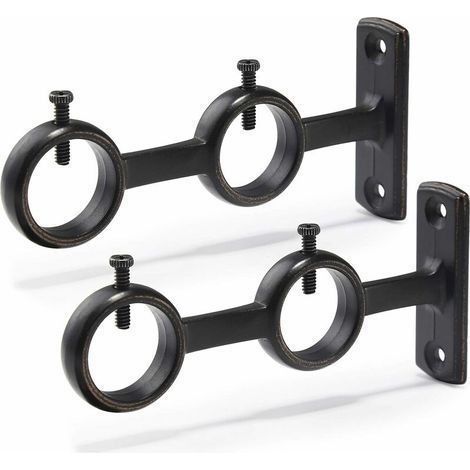 Lot de 2 supports de tringle à rideaux double crochets – Aluminium haute qualité – Profondeur 13,5 cm – Capacité jusqu'à 9 kg (1/5)