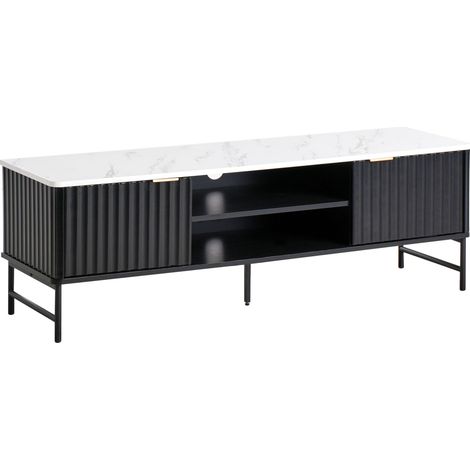 TV-Möbel GLASTONBURY Marmor Optik / Schwarz