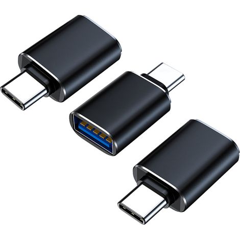 Adaptateur USB-C vers USB, convertisseur Thunderbolt OTG Type C, adaptateur USB-C mâle vers USB 3.0 femelle (lot de 3) pour Apple MacBook Pro, MacBook, iPad, Samsung Galaxy S20-S23 et plus encore. (1/5)