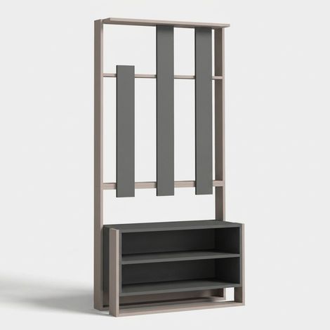 Garderobe für den Eingangsbereich mit Schuhschrank und Regalböden Chester - Anthrazit (1/3)