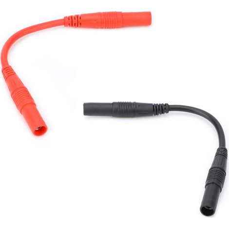 1 paire de câbles de 10 cm et 4 mm, moulés par injection, avec fiches bananes femelles doubles, rouge et noir. (1/5)