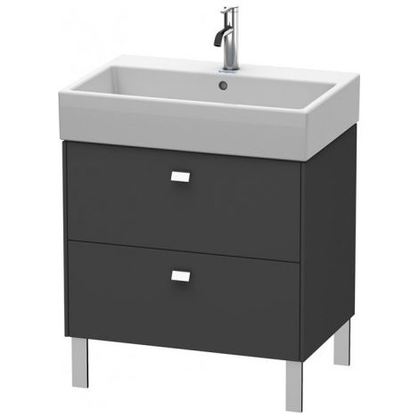 Duravit Meuble sous-lavabo Brioso sur pied 68,4 x 45,9 cm, 2 tiroirs, tiroir supérieur avec découpe pour siphon et tablier, pour lavabo Vero Air 235070, Couleur (avant/corps): Décor graphite mat, poignée chromée - BR443401049