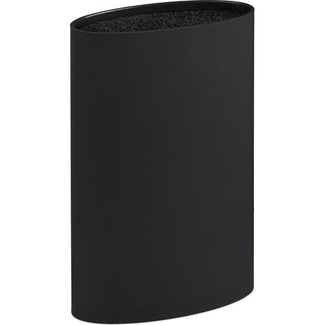 Bloque de cuchillos ovalado diseño moderno cocina protección cuchillas 22 x 16,5 x 6,5 cm de plástico negro 130007892 (1/5)