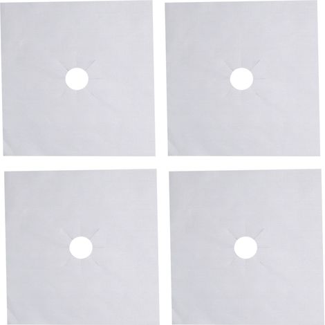 4 Pièces Couvercle de Feu PTFE Anti-adhésif, Protège-Plat de Cuisinière à Gaz, 27x27cm 0.1mm Argenté pour Cuisine