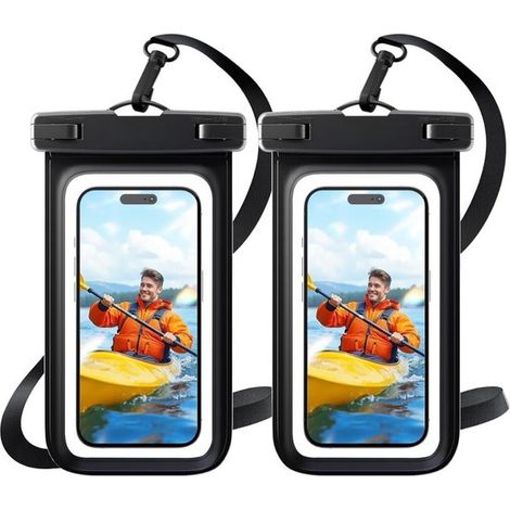 Custodia impermeabile per telefono – 2 pezzi – IPX8 – Universale – Borsa stagna – Subacquea – 7 pollici – Custodia impermeabile per iPhone – Custodia impermeabile per Samsung – Nuoto – Spiaggia – Prot (1/5)