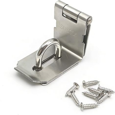 Verrouillage lourd pour cadenas, Verrou de porte, 90 degrés, Verrou de sécurité en acier inoxydable pour porte coulissante/coulissante, Plus épaisseur de nickel satiné (1/5)