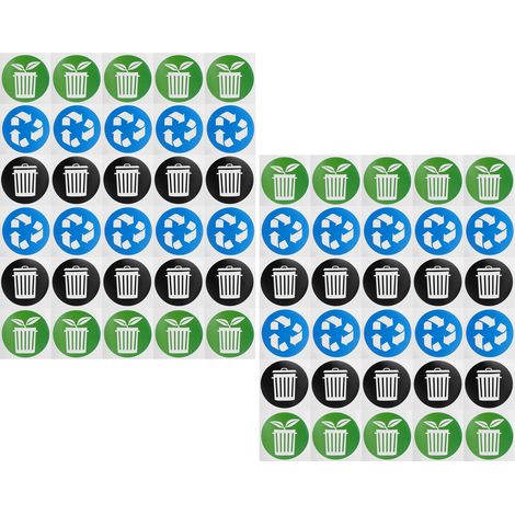 60 Stück/Set runde Mülltonnen-Kennzeichnungsaufkleber für Recycling (1/5)