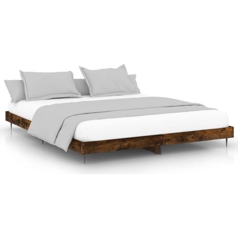 Maison Exclusive - Bettgestell ohne Matratze Räuchereiche 150x200 (1/5)
