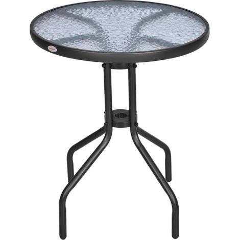 Mesa redonda de jardín/balcón de Ø60xH70cm fabricada en metal con cristal de seguridad, ideal para su uso en jardines y balcones. (1/5)