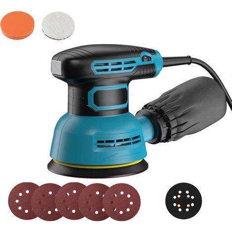 Polisseuse électrique 300W à orbite aléatoire avec vitesse variable disque 125 mm ponceuse multi usage pour voiture et travaux de bricolage