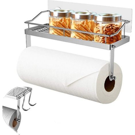 Porte-papier de cuisine, étagère de salle de bain en acier inoxydable non perforée-Ensoleillé (1/3)