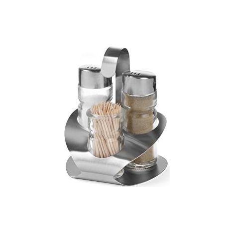Set di spezie in acciaio inox - Sale, pepe e stuzzicadenti - Hendi 465325 (1/3)