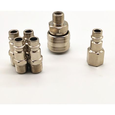 6 piezas de racores para compresor de 1/4" BSP, acoplamiento neumático rápido europeo, kit para compresor de aire, accesorio para manguera de aire comprimido (1/4)