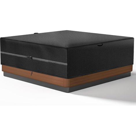 Bain à Remous Housse de Protection Coupe Vent,230 x 230 x 85 cm-Couverture Spa Exterieur Imperméables,Bache Bain à Remous avec Cordon et Poignée,Tissu Oxford 420D (230 230 85cm,Noir) (1/5)