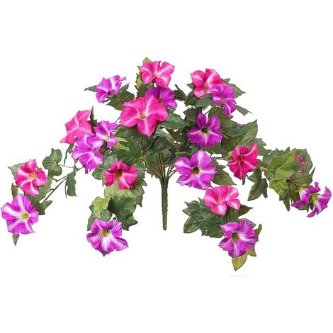 Bouquet de fleurs artificielles ipomée réaliste anti UV, plante décorative résistante aux intempéries pour décoration extérieure jardin balcon terrasse maison, Rose (1/5)