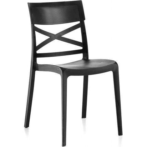 Conjunto de 4 sillas de resina monobloc "London Cross" de Flow, color antracita (1/2)