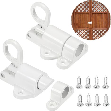 Verrou Porte 2 Pièces Loquet Ressort Automatique en Alliage D'Aluminium Verrou Porte Coulissante Quincaillerie de Portes et Loquets Serrure Porte Ressort Automatique,Armoires Cuisin (Noir) (1/5)