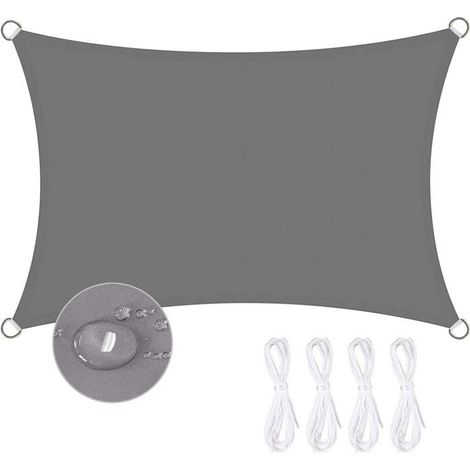 Rechteckiger wasserdichter Schattenspender 2 x 3 m für Terrasse, Garten, Balkon (grau)