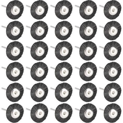 30 Pièces Roue à Brosses Plate Mini pour Sculpture Bois, Enlèvement Rouille/Corrosion/Peinture et Polissage Outils à Poils (1/5)
