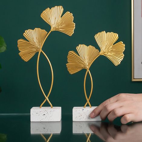 Lot d'accessoires déco en fer forgé feuille de Ginkgo pour maison, ornement créatif en métal (1/5)