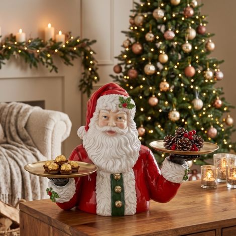 Babbo Natale porta vassoio 2 posti in poliresina decorazione natalizia (1/3)
