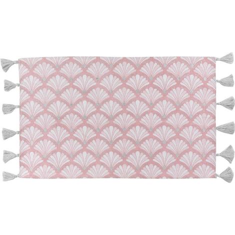 Tapis Déco à Pompons "Art Chic" 50x80cm Rose (1/5)