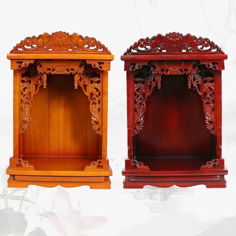 Mesa de altar de pared, nicho para altar de Buda, mesa de meditación de madera maciza, altar budista chino, mesa de oración personal para el hogar (Amarillo, 23,6 x 16,1 x 31,9 pulgadas) (1/5)