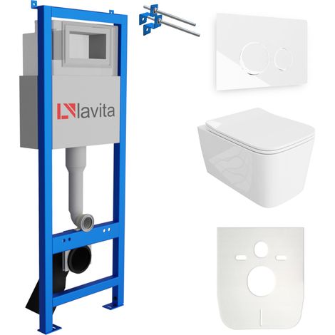 LAVITA WC Set mit Vorwandelement, Wand-WC und Spülknopf (1/5)