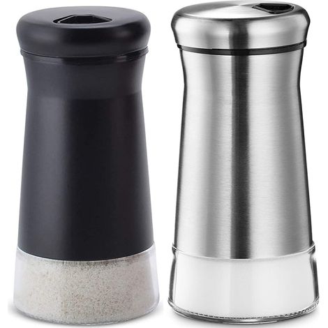 Moulin à Sel et Poivre - Bocal en Verre et Acier Inoxydable - Couvercle Hermetique - Lot de 2 (1/5)