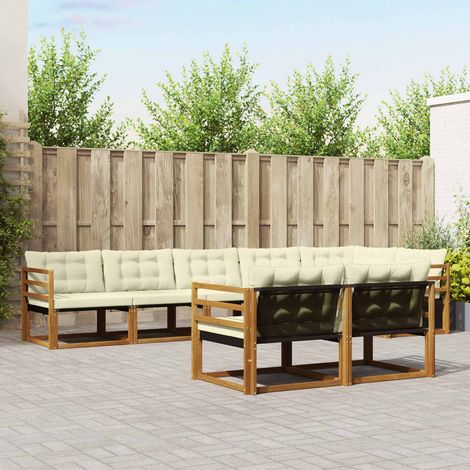 vidaXL Outdoor-Sofagarnitur mit Kissen 8 pcs Natur und Creme (1/5)