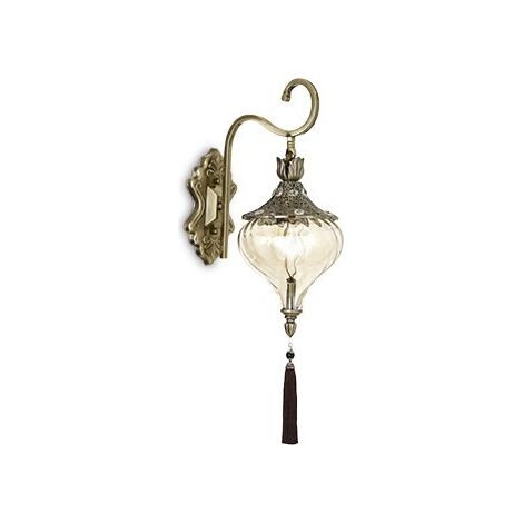 Ideal Lux Harem - 1 Licht Innenglas Wandleuchte Antik Messing, Bernstein, E27 (1/2)