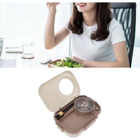 Boîte à lunch isotherme en acier inoxydable 304, grande capacité, compartimentée, type bento étudiant avec bol à soupe, idéale pour les employés de bureau, 1100 ml (1/5)