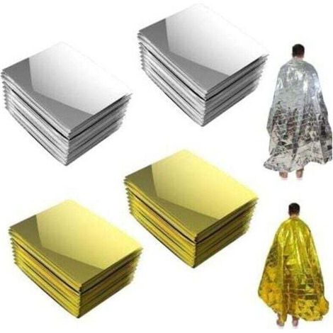 Couverture de survie Lot de 4 couvertures d'urgence 210x160cm couverture thermique réutilisable contre le froid et la chaleur pour les marathons de survie en extérieur ou les premiers secours (1/4)