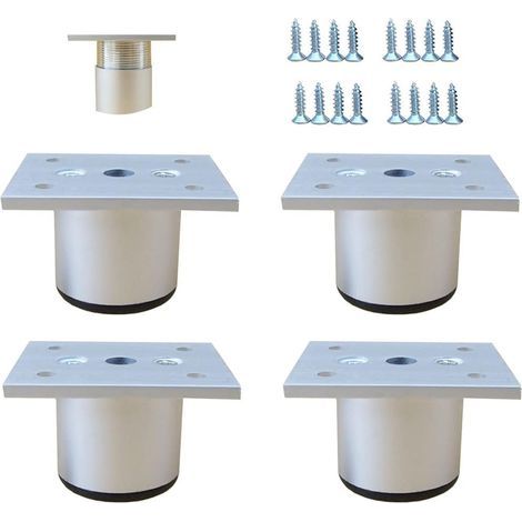 4er-Set Küchenmöbelfüße aus Aluminiumlegierung – verstellbar – rund – Sofafüße für Möbel – weiß (1/5)