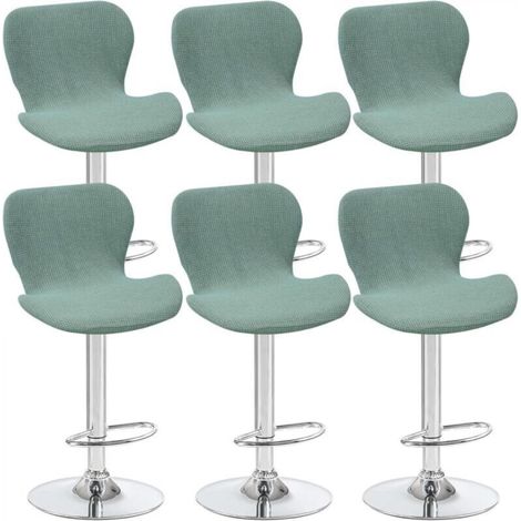 Set of 6 light green curved swivel stool covers, 40 x 30 x 30 cm, low back bar stool covers, suitable for counters/kitchens (1/5)