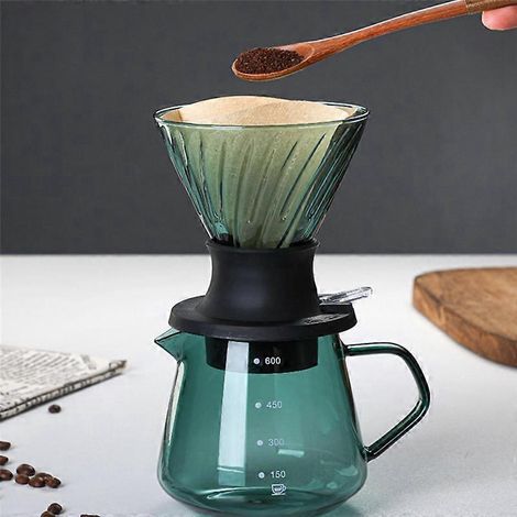 Filtre à Café Vert 600ML pour Dripper en V - Filtres Immersion Inclus (1/5)