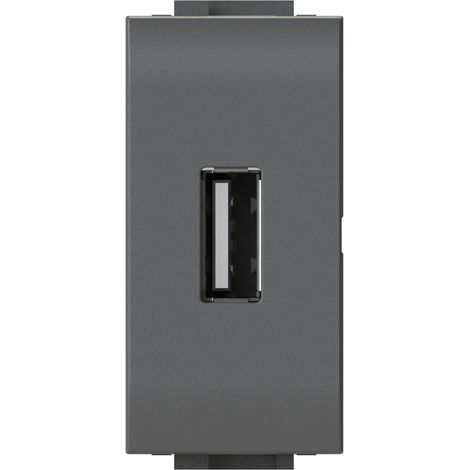 Modulo presa USB 2.0 tipo A, 5Vdc 2,1A, serie U, antracite, compatibile con serie BTicino Living Light - 4Box USB 2.1 4B.L.USB