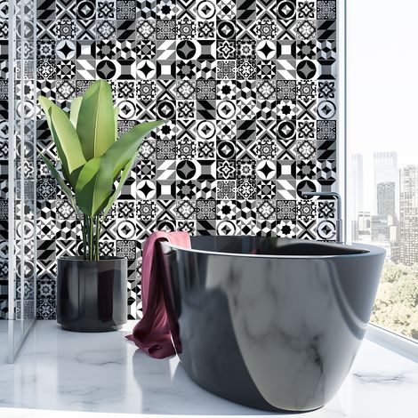 Sticker Mural Carrelage adhésif Cuisine Salle de Bain - 60 STICKERS CARRELAGES AZULEJOS ALANIS - 60stickers20x20cm (1/5)