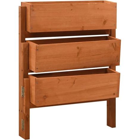 Jardinière pliable, orange, 60 x 14 x 75 cm, bois de cèdre (1/5)