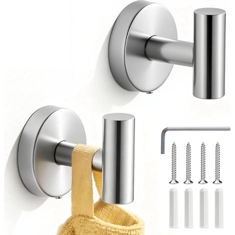2 Pièces Crochet Mural A Visser Argent, Crochet Salle De Bain Patere Salle De Bain Crochets Porte Manteau Accroche Torchon Cuisine Crochets Et PatèRes Pour La Maison (1/5)
