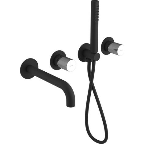 Sapho Ultratap - Miscelatore per vasca da incasso, per 2 utenze, nero opaco/cromo UT093TBC (1/2)