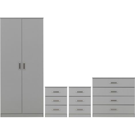 Dakota 2 Door Wardrobe Bedroom Set - Light Grey