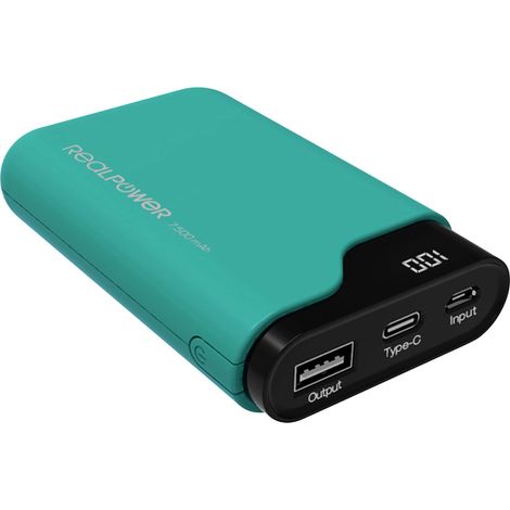 RealPower PB-7500C Powerbank (batterie supplémentaire) 7500 mAh Li-Ion vert affichage du statut (1/5)