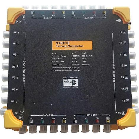 Digitaler Satellitenreceiver mit DiSEqC 2.0-Multischalter, 9 Eingängen und 16 Ausgängen, 9 kaskadierbare Eingänge, 950–2150 MHz, EU-Stecker (1/5)