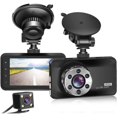 Cámara de salpicadero doble, Cámara para coche 1080p Full HD, Cámara frontal y trasera con pantalla LCD de 3 pulgadas, Visión nocturna (1/5)