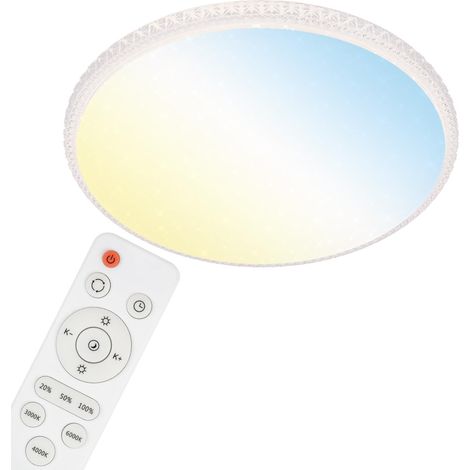 Plafonnier LED avec Décor en Étoile et Cristaux Transparents, Plafonnier avec gradateur, Télécommande, Éclairage de Nuit, Minuterie et Fonction Mémoire, Blanc, Ø 59, 5 cm (1/5)