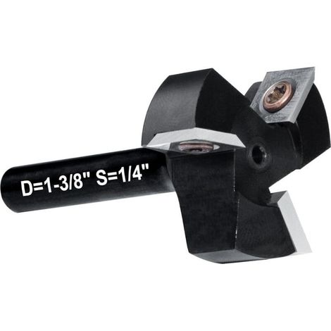Fraise à Surfacer Tige 1/4' Défonceuse, Fraise de Rabotage avec Diamètre de Coupe de 1-3/8', Fraise a Raboter cmt avec 3 Lames, Fraise CNC pour bois réversible (1/4)